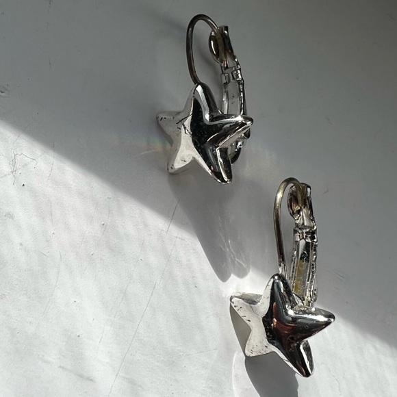 Silver tone star drop earrings - Picture 5 of 7